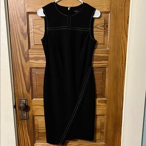 Tommy Hilfiger Elegant Black White Stitched Sleeveless Dress Business Sz 4